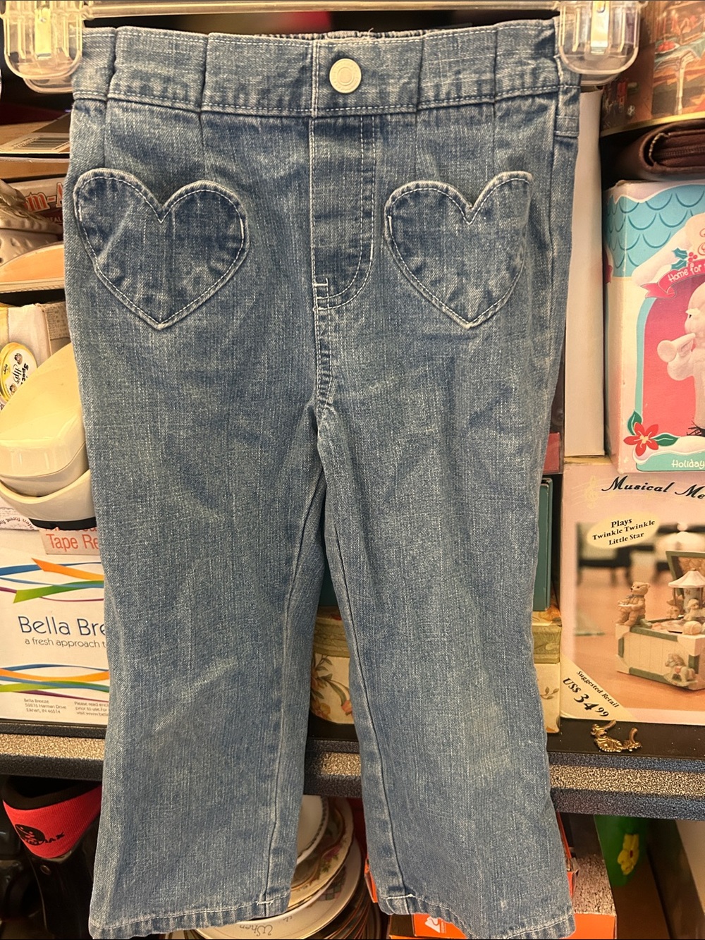 Vintage Wonderkids front Heart shaped pockets denim blue Jeans 4t 100%cotton